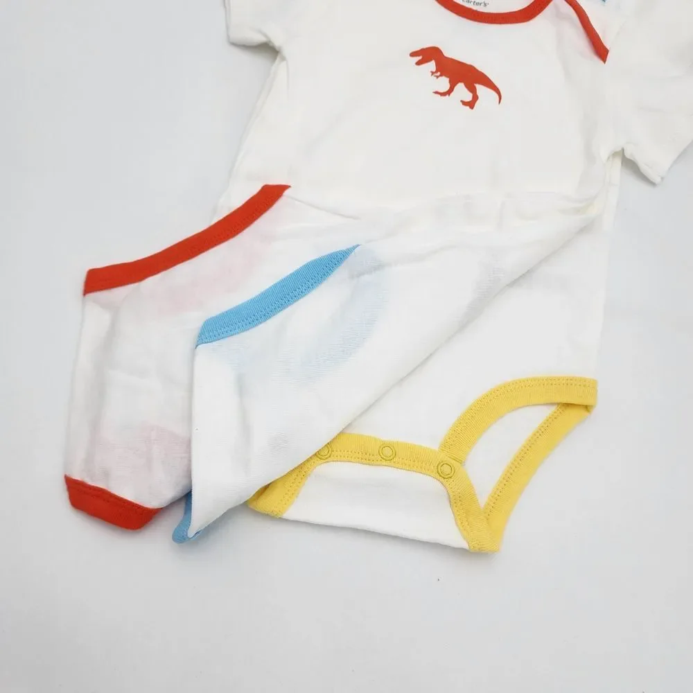 Carter's Baby Boys Infants‎ Dinosaur 3 Piece Short sleeves Bodysuits White NWOT